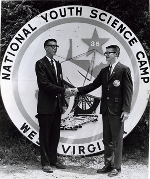 A photograph of Alan Schaeffer (left) of Nitro, W. Va. and Mike Toothman (right) of Morgantown, W. Va. at the National Youth Science Camp.