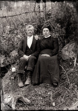 A portrait of a couple sitting taken outdoor in Helvetia, W. Va.
