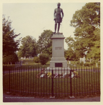 A view of Jackson grave and statue.