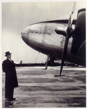 Michael Benedum and his plane 'The Wildcatter' at the Benedum Airport in Bridgeport, W. Va.