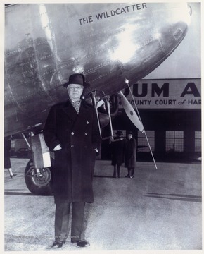 Michael Benedum and his plane 'The Wildcatter' at Benedum Airport in Bridgeport, W. Va.