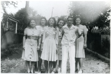 'Mary, Josie, Fanny, Virginia, Harry, and Pauline at home'