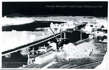 A view of the Canal in negative print.