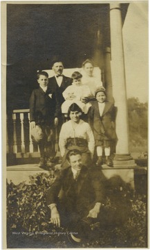 James Pietro, Marie Pietro, William Pietro, Helen Pietro, Rose Pietro, Frank Pietro and Lawrence Pietro in front of family home.