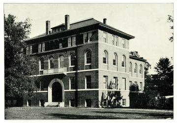'Is a four-story building containing Lecture Rooms and Laboratories for the Departments of Physics, Chemistry, Geology, and Drawing and Painting, and also the President's Office.  The Department of Civil Engineering has rooms in Science Hall until the completion of Engineering Hall.'  The picture is from booklet, 'West Virginia University and its Picturesque Surroundings, 1901.'