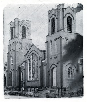 The church stands on Spruce street.