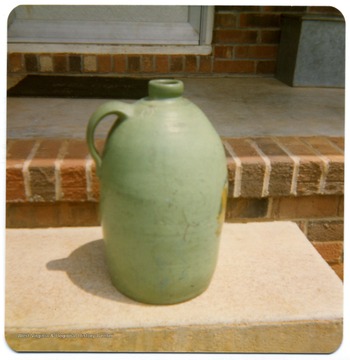 A #2 jug believed to be used in the Thompson Inn, now known as the Old Stone House on Chestnut Street.  The jug was identified with a label of the inn.