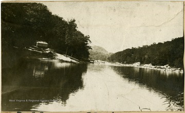 'Cheat River at Rockely and Mont Chateau, before the the dam was built'.