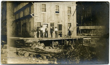 'Left to right: Martin E. Brown, Rainey, George A., Charles W. Feeney, Walter Stevens, Otto Samuelson(?), or James A. Dodge.'