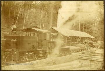 'First locomotive with circular mill at Montes, W. Va. Used this mill to saw lumber for band mill. 1905.'