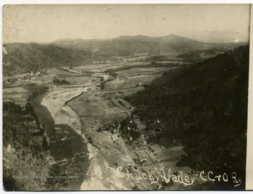 Ariel view of the valley and the Carolina, Clinchfield and Ohio Railroad.