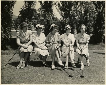 From "Beckley U.S.A." by  Harlow Warren, p. 485, vol.2. In book: "Five younger First Ladies, 'doing the Greenbrier' at golf: Mrs. N. J. Pugh, Mrs. J. P. Nowlin, Miss Eleanor Payne (Scherer), Mrs. C. L. Hall, Miss Eunice Bumgardner (Minter)" (p. 485).
