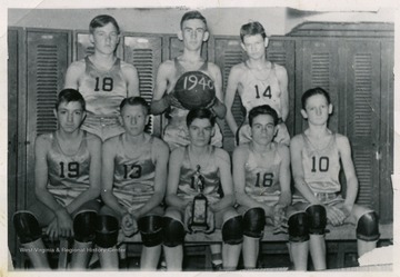 From "Beckley U.S.A." by Harlow Warren. On back of portrait: Left to right: Wendell Thurman, Eddie Duncan, Bobby Patton, Griff Lilly, J. D. Pond, Locie Kidwell, Ted Darby, Palmer Wilson."