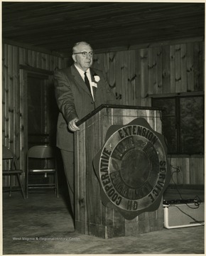 On back of portrait: "Mr. J. O. Knapp, Director of Agr. Ext. Service. (Home-Farm-Community)." J. O. Knapp was Director of WVU Cooperative Extension Service and nationally recognized 4-H leader.