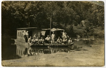 "One of the bald men in this pic is John Ernest Beall on the Little Kanawha River near Big Bend or Brooksville."