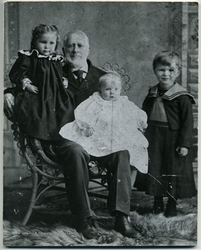 Former WVU Professor Franklin Smith Lyon with three grandchildren - all children of Harriet Eliza "Hattie" Lyon Jewett.