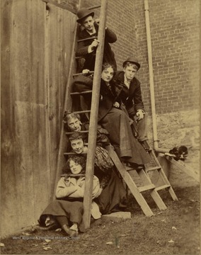 Pictured: Edgar Bury, Lillian Mc Shane, Zan Gibson, Agnes Bury, W. Bury and Edmund Bury; taken at 84 University St., Montreal 