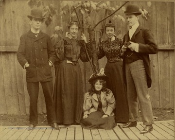 Pictured: Zan Gibson, W. Bury, Edmund Bury, Edgar Bury and Agnes Bury; taken at 84 University St., Montreal