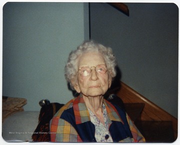 Photograph taken on her 101st birthday. Blanche Stonestreet, from Wolf Summit, West Virginia, taught public school and at West Virginia University for 48 years