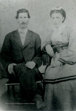 David Thorn sitting with his wife Harriett. David helped to organize Laurel Point Methodist Church in Monongalia County, ca.1848.