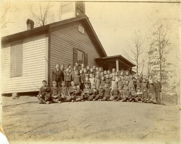 Group portrait of unidentified school children at Plum Run. 