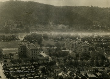 Aerial view of Capitol Complex in Charleston, W. Va.