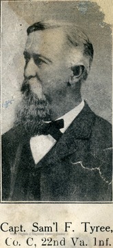 Samuel Tyree was mustered into Company C as a first sergeant. Company C, known as the "Mountain Cove Guards", was under the command of Samuel's brother, William Tyree. Ten other members of the Tyree family also served in the 22nd Regiment. In 1863 Samuel Tyree organized a company of partisan rangers of which he served as captain.