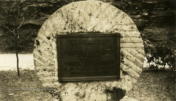This stone marks the place of David Adam Ice's birth. He was thought to be the first white child born in West Virginia in 1767.