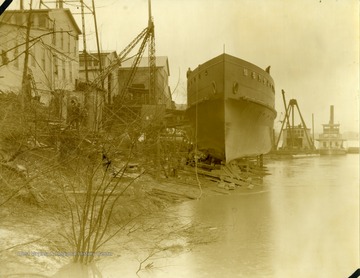 Construction of the ship "Duncan Bruce" built by The Charles Ward Engineering Works in Charleston, West Virginia.