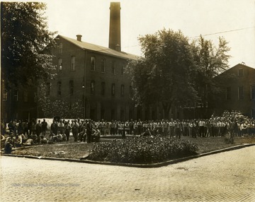 Inmates gathered in the "Yard", an enclosed area at the state prison.