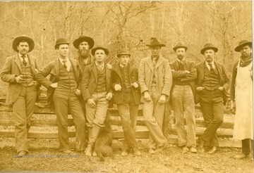 Photograph was taken during the construction of the Ohio extension of the Norfolk &amp; Western Railroad. The only identified individual is Herbert S. Thomas Sr., standing, far left.