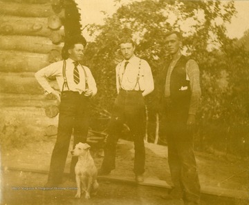 Photograph taken during the construction of the Ohio Extension. Only Ned and his dog "Ran", on the left are identified.