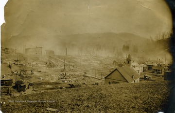 Probably a photograph of Norton, Virginia, southwest of the West Virginia state line, soon after a fire destroyed much of the town.