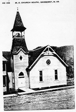 Wooden structure church with open bell tower located in Braxton County.
