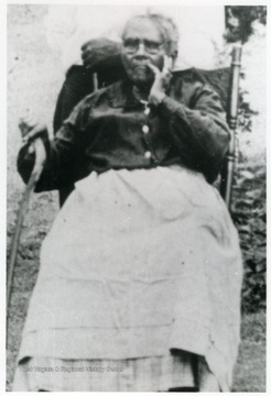 Sarah Edwards was the wife of John Edwards and the mother of James Edwards.  Information on p. 38 in "Our Monongalia" by Connie Park Rice. Information with the photograph includes "Courtesy of Gwendolyn Edwards".