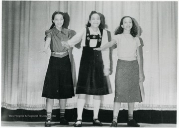 L to R: Mary Lou Mosby, Anna Mae Henderson and Christine Mosby. Information on p. 128 in "Our Monongalia" by Connie Park Rice. Information with the photograph includes "Courtesy of Ivry Moore Williams".