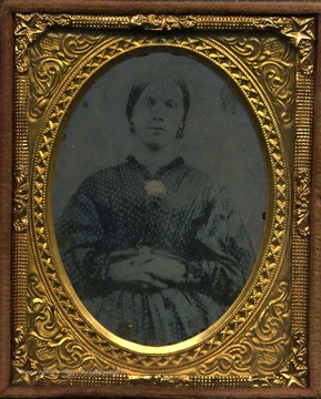 Ambrotype of Mary McNab wearing the fashion and hair style of the 1860's.