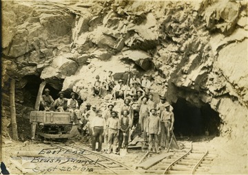 Part of the Western Maryland Railroad in Garrett County, Md. The unidentified workers pose for a group photograph.
