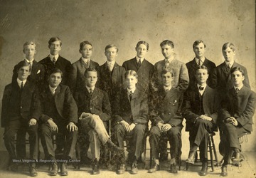 Class photo of unidentified students. The school was also known as the Greenbrier Presbyterial School.