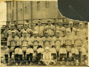Team portrait of unidentified members of the Wesleyan Baseball Team.
