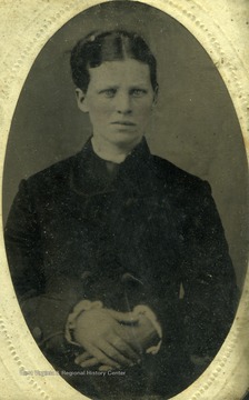 Framed tintype portrait of Fannie Summers.