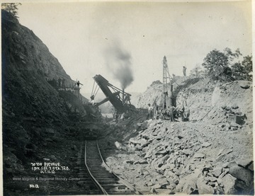 Note the coal tipple next to the bugyrus. Other information with the photograph includes, "1 Div. Sec 7. Sta. 728.; No. 13".