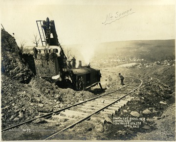 Photograph taken looking west. Note the label, Mt. Savage can be seen in the background. 