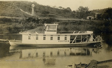 The "Edith" paddles on the Little Kanawha.