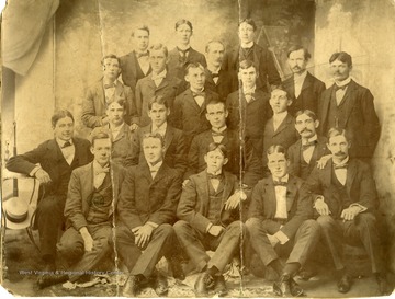 Top Row L to R: Dennis Willis, George Henry Agusta (Harry) Kunst, Benjamin Franklin Rice Jr. (Arkansas): 2nd Row: Russell L. Morris, Charles McCoy, Bennett White, Geroge S. Wallace, Howard Gore, George P. Shirley, Henry M. Leps; 3rd Row: Edgar B. Stewart, ____ Joliffe(?), Samuel Graham, Walter South, Unkonwn, John Wehrle. 4th Row: Clement Roso Jones, Harry Eaton (Now Col. retired), Haymond Maxwell, Wayne Willey, David C. Reay.