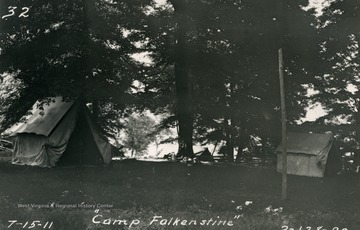 Camp of survey team assigned to place markers on the state boundary line.