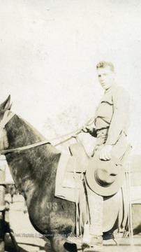 Member of the 80th Division U.S. Army on horseback at basic training at Camp Lee, Virginia.