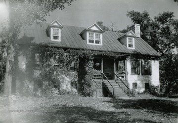 Gates named the home he built ca. 1760, "Traveler's Rest". The view is from south-west. 