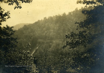 Conveyor system leading up to the head house in the distance at Rich Run Mine in Widen, W. Va.