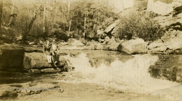 Eddie Keechel and unknown woman at Blackwater Falls.